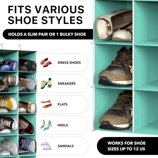 Hanging Shoe Organizer Simple Houseware 24-Section Fabric-3