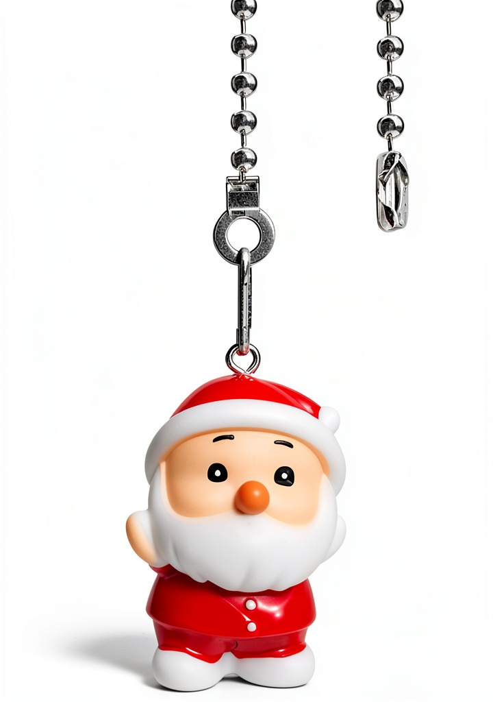 OMYZERO Santa pull chain ornament displayed on a ceiling fan