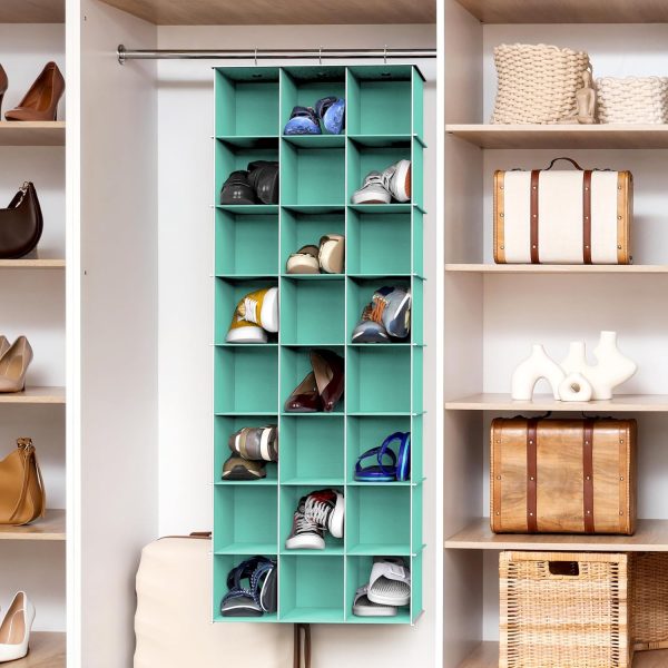 Hanging Shoe Organizer Simple Houseware 24-Section Fabric-1