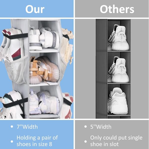 Sleeping Lamb Hanging Shoe Organizer Grey Waterproof 16-2