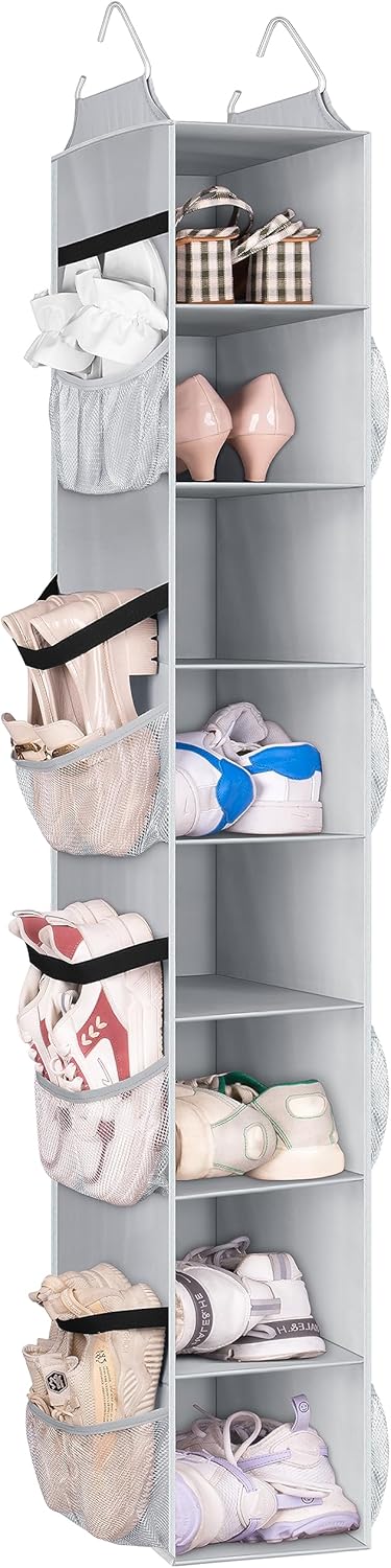 Sleeping Lamb Hanging Shoe Organizer in grey color with 16 compartments
