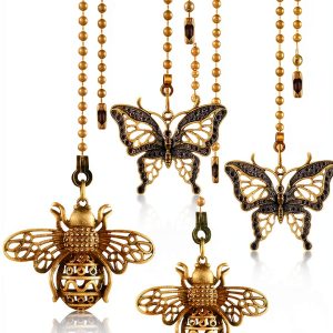 MTLEE Bronze Copper Butterfly Fan Pull Chain Retro Style-0
