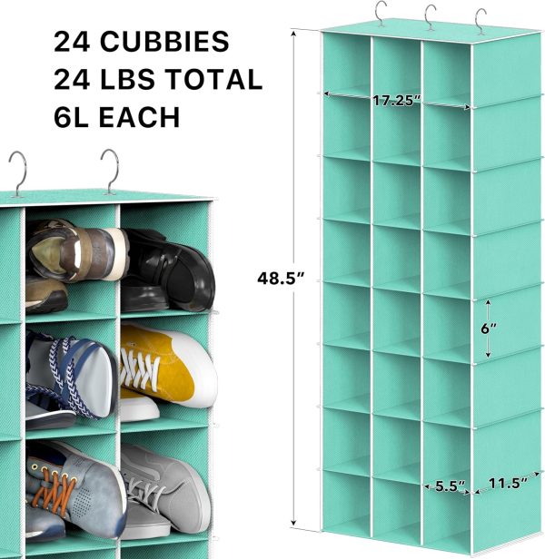 Hanging Shoe Organizer Simple Houseware 24-Section Fabric-2
