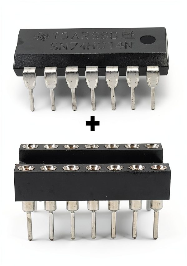 SN74HC14N 74HC14 Hex Schmitt-Trigger Inverters DIP-14 IC & DIP Sockets Machined Round Contact Pins Holes Pitch 2.54mm DIP 14 Breadboard-Friendly (Pack of 6)-0