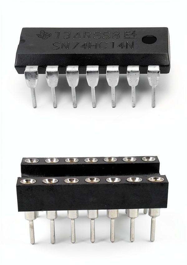SN74HC14N 74HC14 Hex Schmitt-Trigger Inverters DIP-14 IC & DIP Sockets Machined Round Contact Pins Holes Pitch 2.54mm DIP 14 Breadboard-Friendly (Pack of 6)-1